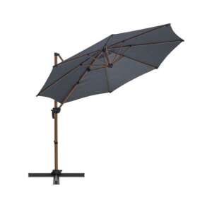Mirpol Roma 300 cm anthracite patio umbrella with crank, angled view - Garden Furniture