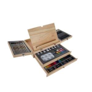 Kruzzel 83 piece wooden art set with easel, paints, brushes, pencils, and more - Writing Tool Set