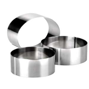 Ibili Clasica 3 piece stainless steel cake ring set, 7-8-10 cm diameter, 4.5 cm high - Baking Mold