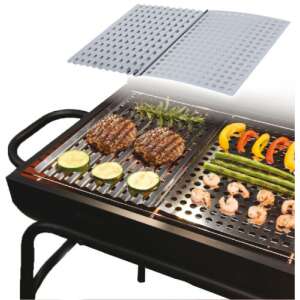 Összecsukható BBQ grillrács, rozsdamentes acél, 46x30 cm, ezüst 59962229 Kerti grillezők, sütők