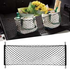 Black elastic cargo net with hooks, 100 x 40 cm, for trunk organization - Car Organizer