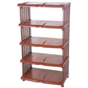 STREND PRO 5-tier shoe rack, brown, plastic, rattan, 48x30.5x86 cm - Furniture