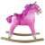 Pink rocking horse with sounds and movement, Roben Toys, with side handles, 68 cm high, plush, wooden structure