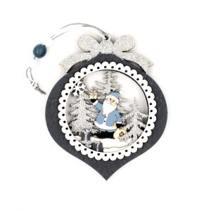 Fa Christmas Ornament - Santa in the Woods - Sphere, close up - Nonbrand Christmas tree ornament