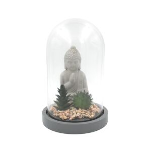 Globe dekorativer Glas Buddha mit Pflanzen, 21cm - Koopman
