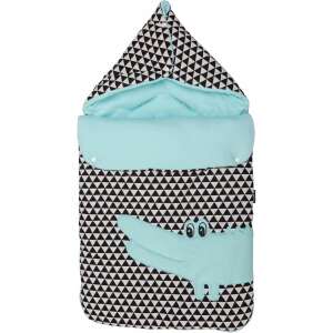 Womar Zaffiro baby sleeping bag with crocodile embroidery, turquoise, white and black - Baby Sleeping Bag