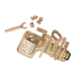 Egmont Toys wooden tool belt for kids, with hammer, saw, screwdriver, wrench, and other tools - DIY Craft Kit