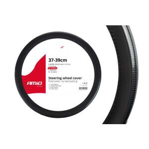 Husa pentru volan Amio, 37-39cm, negru, fibră de carbon, lacuit, gri - Huse de volan auto