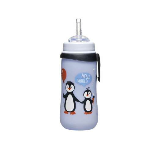 Pahar cu pai Nip cu pai și clip, design pinguin Hello World, MCT 35067