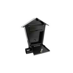Black mailbox with newspaper compartment, Damech brand, front view - Mailbox