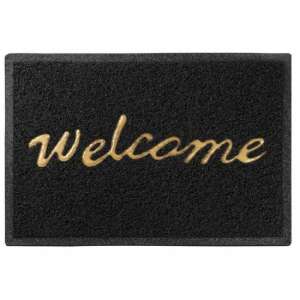 MCT Welcome PVC doormat, black with gold Welcome inscription, 40x60 cm - Doormat