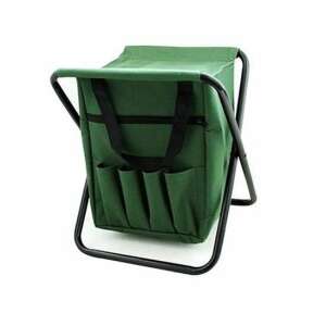 Green folding chair with storage bag, 25x27x32cm, for fishing, camping, gardening - Strend Pro Fishing Chair & Armchair