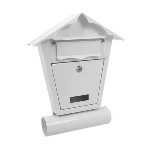 Fehér Damech postaláda újságtartóval, B6 formátum, 29,5x7,5x37,5 cm - Postaláda