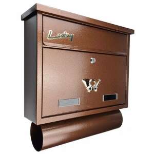 Damech Post Box with Newspaper Compartment, Brown, C4 Size, 39x12x41 cm