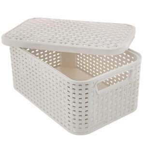 Curver storage box with lid, cream, 45x33x25 cm, showing the lid open - Curver Laundry Basket