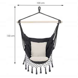 Szürke függőágy szék két párnával, 130x100 cm, Springos - Függőágy