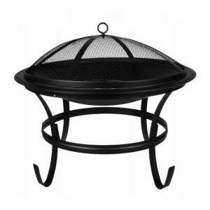Premium Mct 28227 round fire pit with mesh lid, black, 56x47 cm - Garden