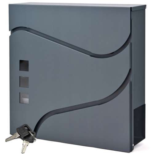 VRD moderner anthrazitfarbener Stahlbriefkasten mit Plexiglasfenster und Schlüsseln