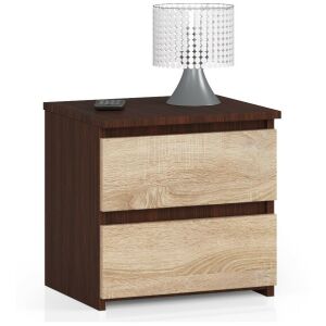 Chord Chest of Drawers with CLP System, 2 Drawers Wenge/Sonoma, Laminated Top, ABS Edge Closure, 40x40x35 cm, Matt Finish, Assemblable