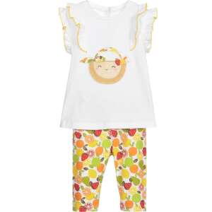 Mayoral fehér, fodros lány póló és gyümölcsös leggings szett – 70 cm 59973315 Gyerek pólók - Fehér