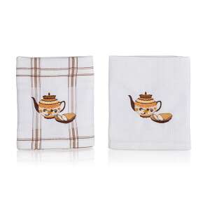 Banquet konyharuha szett 2 darab, kancsós és kenyér mintával, fehér és barna színben - Banquet