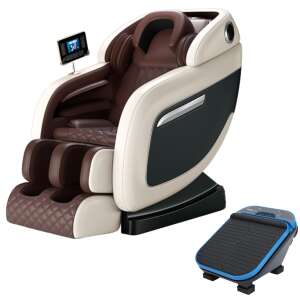 SmileHOME by Pepita PRO 900 Full Body Masszázsfotel #fehér-barna + Ajándék SmileHOME Pro 300 Talp- és vádlimasszírozó