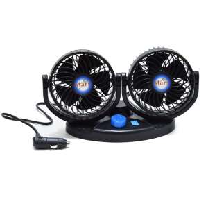 Duplafejű autós ventilátor - szivargyújtós csatlakozóval