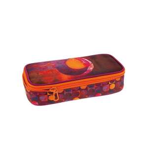 Ars Una Orange Moon Stiftetui, 21cm, mit orangem und rotem geometrischem Muster und Monddesign - Ars Una Federmappen