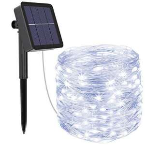 Solarbetriebene Lichterkette, 30 Meter lang, kaltweiß, mit Solarpanel und Erdspieß - Nonbrand Lichterketten