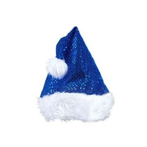 Kék csillogó Mikulás sapka fehér szőrme szegéllyel - Widmann