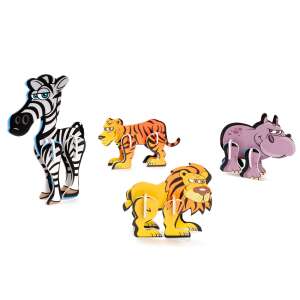 LeCool 3D Puzzle Tierfiguren, Zebra, Tiger, Löwe, Flusspferd - Puzzle