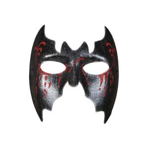 Fekete denevér maszk vörös csillámos vérfoltokkal, halloweeni jelmez kiegészítő - Widmann