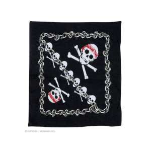 Fekete kendő koponyával és keresztcsontokkal, 55x55 cm - Widmann