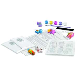 Съдържание на комплекта за гипсови занаяти 4M Cute Pets, 2 торбички с гипс, форма, боя, четка, магнитна лента, инструкции - Тост на върха