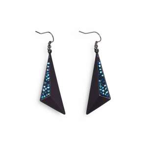 Fekete háromszög fülbevaló kék zafír strasszokkal - Widmann