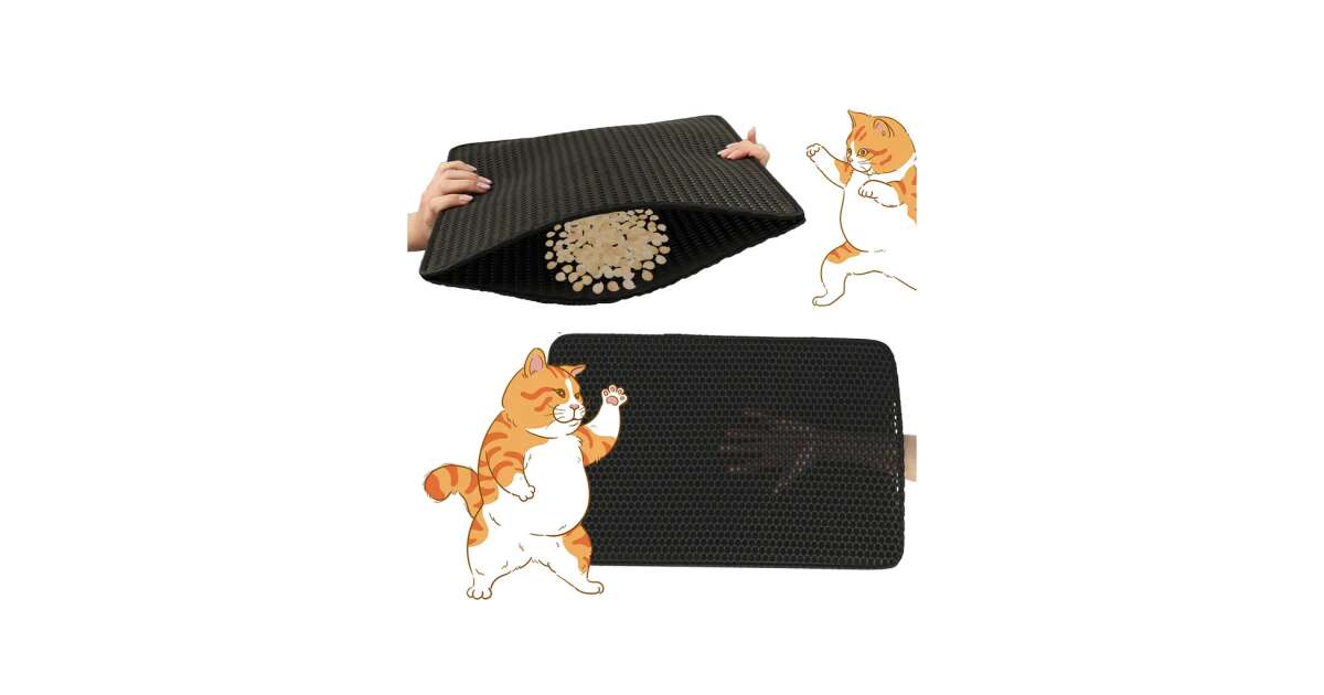 Waterproof double layer XXL Cat litter mat 40x60cm black Pepita