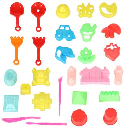 Sand toys set with shovels, rakes, molds, and tools for kids