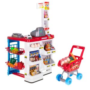 Toy supermarket - 47 pieces set - Shopping trolley and cash register 138490156 - Shop Playset, Shopping