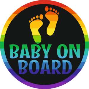 Baby on board lábnyomos szivárványos autómatrica - Best4Baby magyar babyonboard autó matrica 60071435 Baby on board jelzés