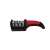 3-stage knife sharpener with red and black handle