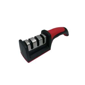 3-stage knife sharpener with red and black handle - Knife Sharpener