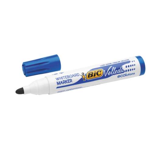 BIC Velleda Ecolution whiteboard marker, blue, low odor, dry erase, 12 pack