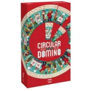 Londji Kör alakú dominó társasjáték doboza, színes illusztrációkkal karakterekről és pontokról - Londji