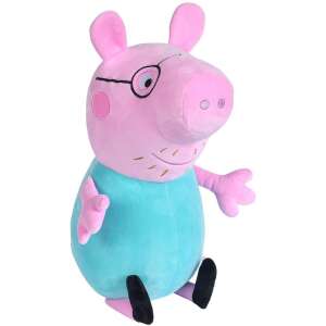 Peppa Pig Papa Wutz plush toy, 37cm tall, pink and turquoise, front view - Plush Toy