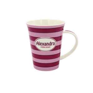 Personalized Alexandra porcelain mug with pink stripes - Nekupto