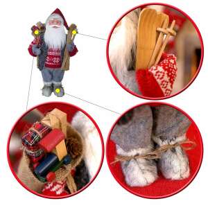 Christmas decoration, Santa Claus with skis, 45 cm, collage showing different angles of the product - Nonbrand Christmas Decoration