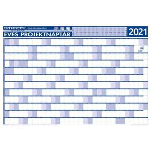 STIEFEL Éves tervező és projekt naptár, kétoldalas, fémléces, kék színű filctollal, 70x100 cm, 2024 évi, STIEFEL 31619499 Naptár