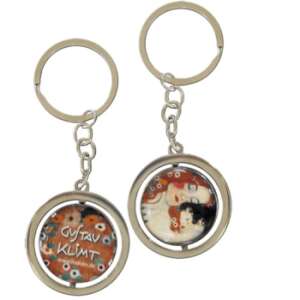 Klimt kulcstartó kétoldalas kialakítással, anya és gyermek festményével. A kulcstartó fém, forgatható. - Klimt