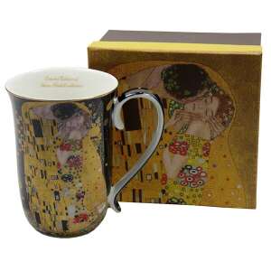 Klimt A csók porcelán bögre, 400 ml, fekete háttérrel - Klimt