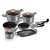 Berlinger Haus Moonlight Edition 12+2 piece cookware set, featuring pots, pans, a grill pan, and utensils